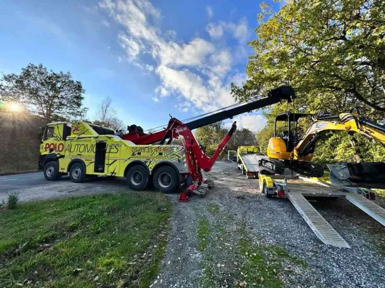 Remorquage engin de chantier, Lagarrigue, POLO AUTOMOBILES
